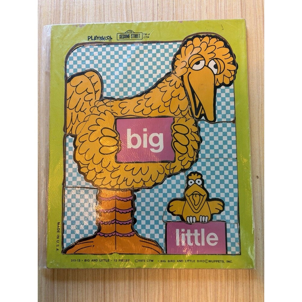 Playskool Sesame Street Big & Little Bird Tray Puzzle 13pc Wood 1973